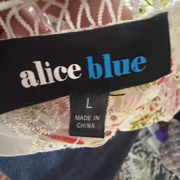 100% cotton , Alice BLUE , floral , knee length dress . Size L - Picture 6 of 6